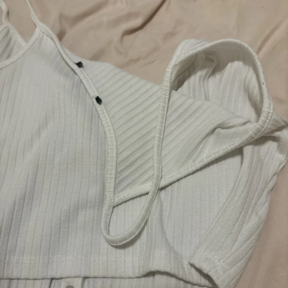 White Ribbed Button-Down Top - Picture 3 of 5